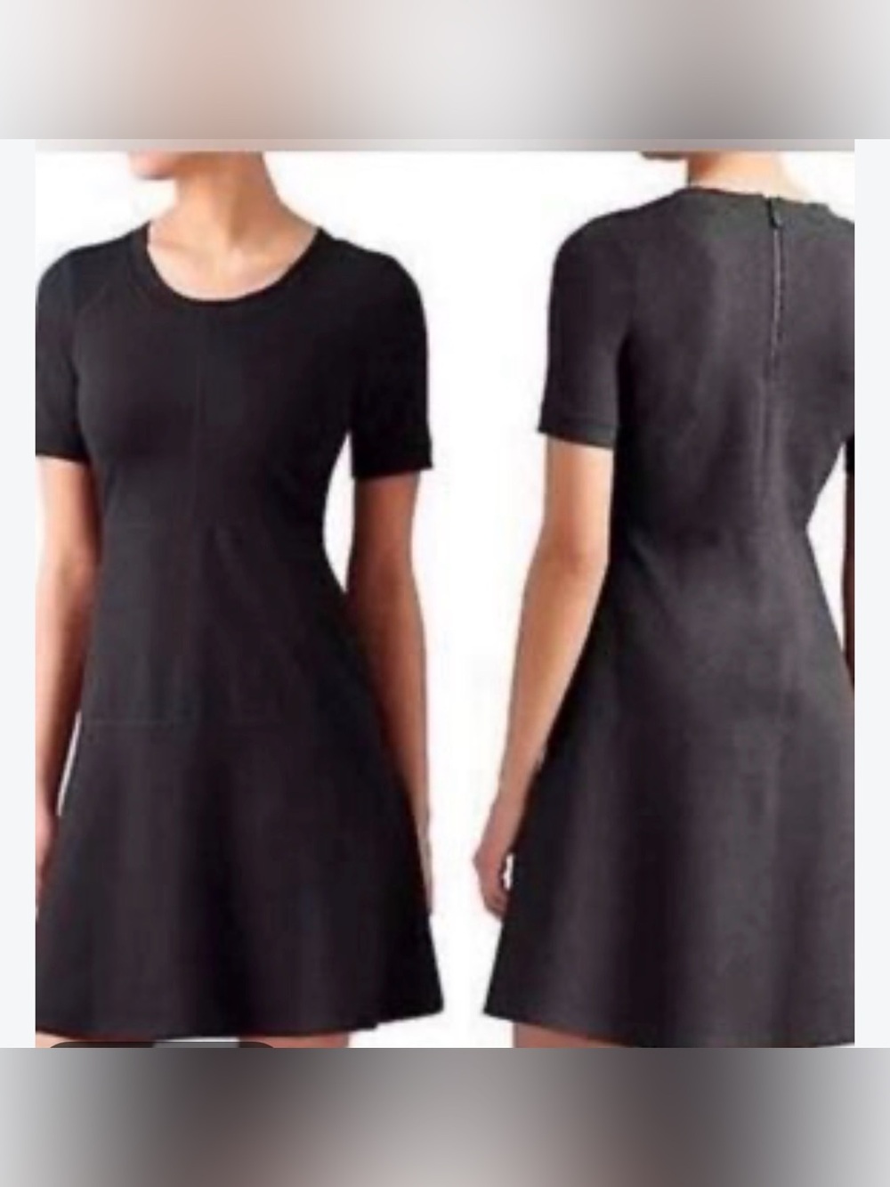 Athleta SP Charcoal Gray Fit & Flare Short Sleeve Dress Back Zip